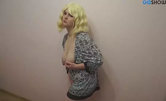 Blonde Teasing in Tight Skirts and Natural Boobies